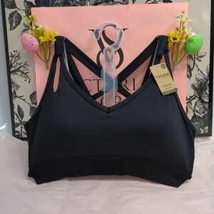 Victoria Secret Pink Ultimate Strappy Back Lightly Lined Sports Bra XS Black